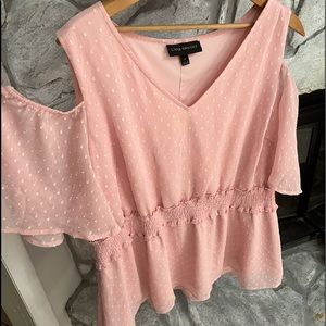 Blush Pink Cold Shoulder Peplum Blouse